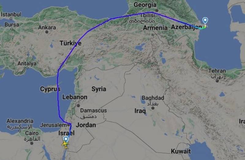 Фиксируются многочисленные перелеты транспортников из Израиля в Азербайджан, как это было перед второй войной в Нагорном Карабахе