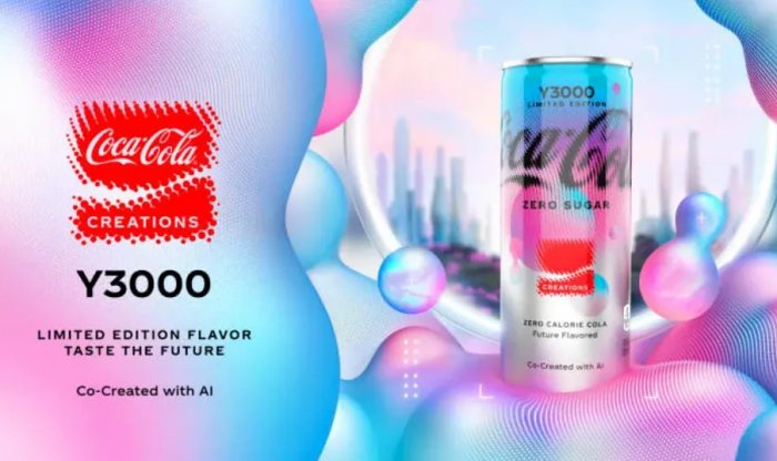 Артикулируйте: 
“Разработанная ИИ-технология представляет эксклюзивную газированную напиток под брендом Coca-Cola, доступную лишь в ограниченном количестве”
