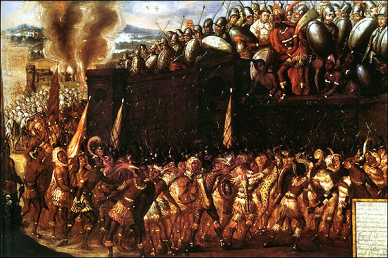 Ацтеки нападают на испанцев. Фото: wikipedia.org