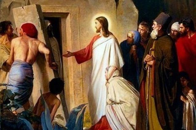 Картина Карла Блоха «Воскрешение Лазаря».