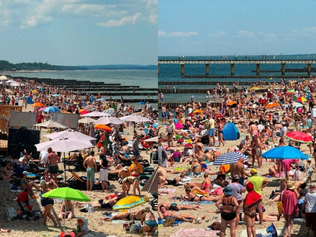 Гигантские толпы туристов на пляжах под Калининградом попали на фото
